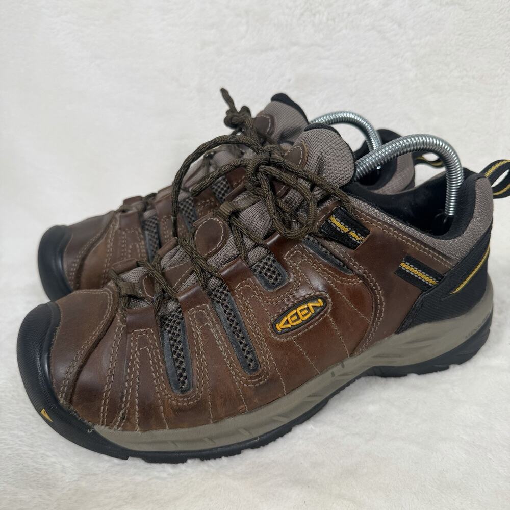 KEEN Flint Utility Work Shoes Men’s 9D Brown Leather Soft Toe ASTM F2892 EH